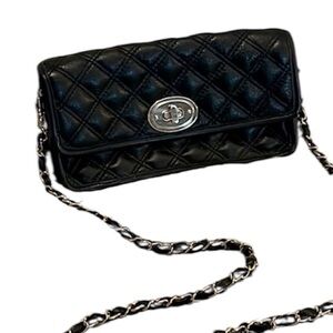 The SAK Black Quilted Leather Small Minimalist Crossbody Bag Purse